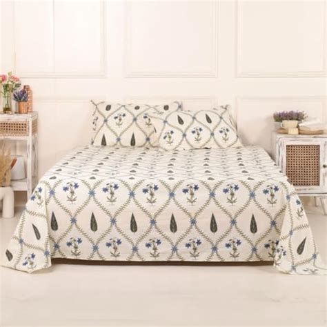 Buy Peepul Tree 100% Pure Cotton Jaipuri Handprinted Double Bedsheet ...