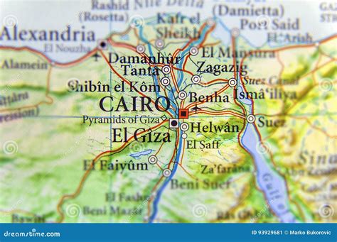 Geographic Map of Egypt with Capital City Cairo Stock Image - Image of ...