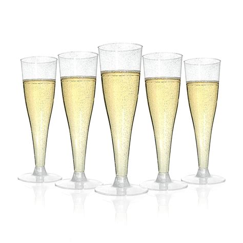 Amazon.com | Bestluck 50 Pack Champagne Flutes Plastic, 4.5 oz Silver ...
