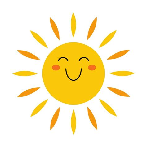Se relatert bildedetalj. Vector sun in flat design. Happy smiling sun. Childish cute sunshine ...