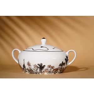 Buy Sokka Premium Porcelain Safari Printed Rice Dish with Lid, White ...