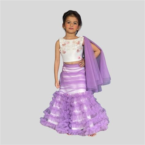 KID COUTURE FLORAL MERMAID STYLE LEHENGA – Pinkcow Designs Private Limited