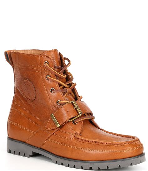 Polo Ralph Lauren Men's Ranger Tumbled Leather Buckle Lug Sole Boots ...
