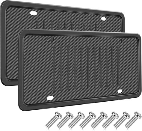 License Plate Frames, Leadstar 2 Pack Black TPU Car License Plate Cover ...