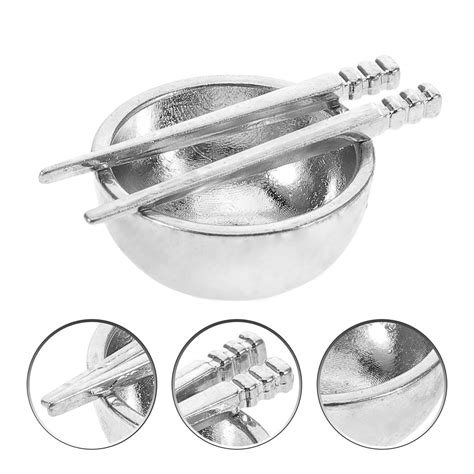 TAILTOSS Dollhouse Miniature Furniture 1 Set Silver Metal Bowls and ...