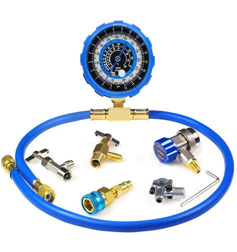 R1234yf & R134a Refrigerant Recharge Kit with Gauge Bullet Piercing Ta ...