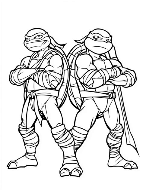 Ninja Turtles Fighting Coloring Page