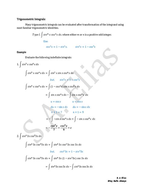 Integration by Parts | PDF | Trigonometric Functions | Mathematical Physics