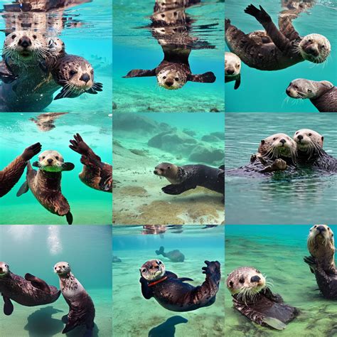 Cute Sea Otter Underwater