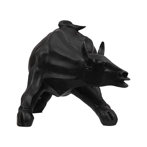 Black Geometric Bull Statue Resin Made Black Color Showpiece ...