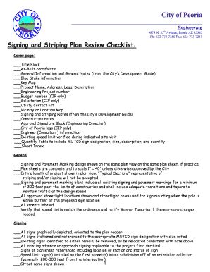 Fillable Online peoriaaz Signing and Striping Plan Review Checklist ...