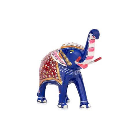 Giri - Elephant Trunk Up Statue | Metal Elephant Statue | Painted Statue