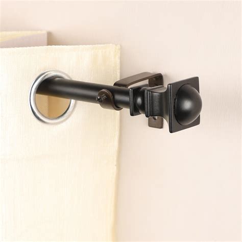 Metal Half Round Finial Extendable Curtain Rod Black 19MM (Hardware In ...
