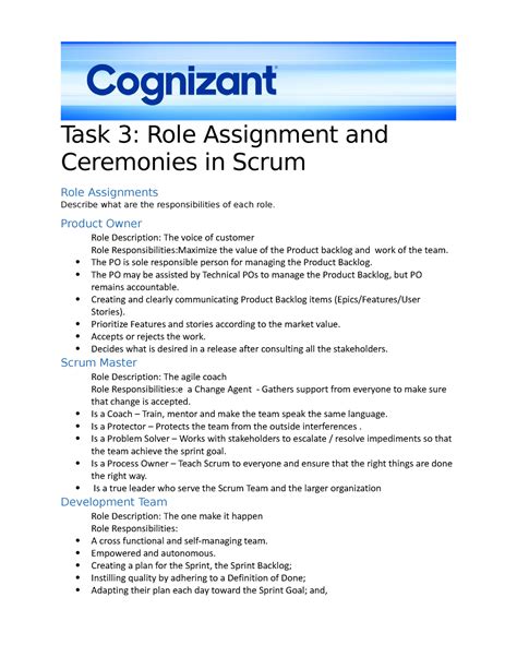 Task 3 Deliverable Template C - Task 3: Role Assignment and Ceremonies ...