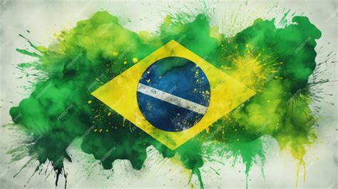 Dibujo de una bandera brasileña moderna pintada y estilizada Día de la ...