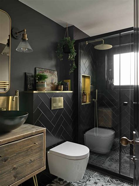 Moody, not Gloomy! Beautiful Dark Small Bathrooms - The Nordroom