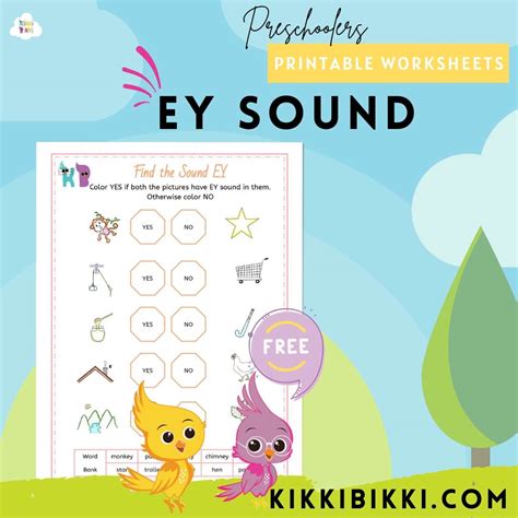 Words ending with 'ey' - Kindergarten Worksheet - Free Phonics