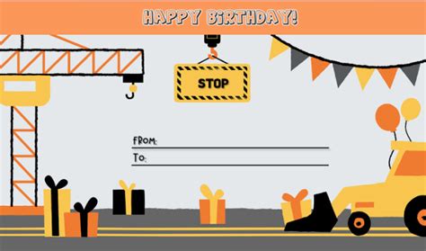 illustrative and minimal gift tag construction theme Template ...