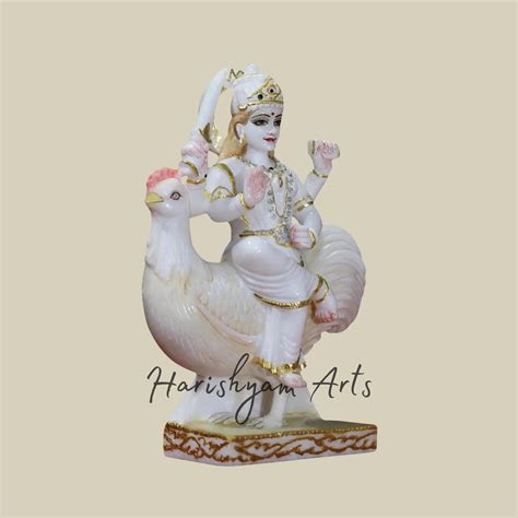 12" Pure White Marble Bahuchar Maa Statue
