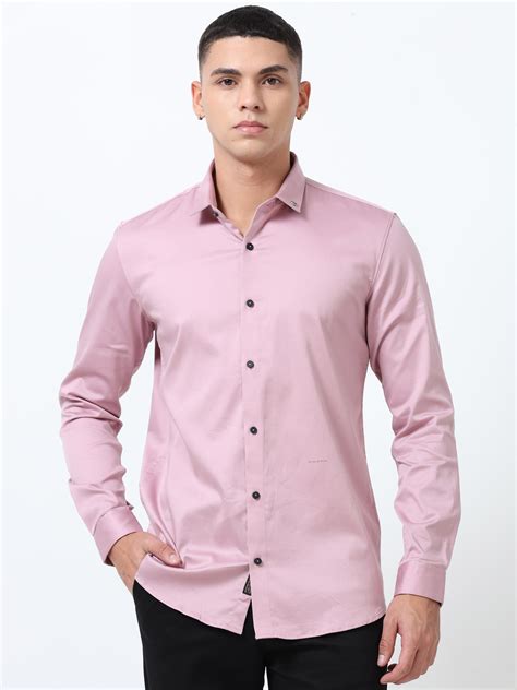 Shop Oyster Solid Pink Formal shirt for Men Online
