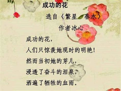 成功的花人们只惊羡她现时的明艳 名字就叫做《成功的花》