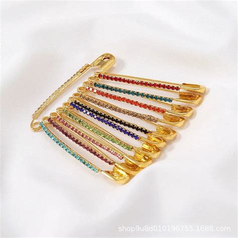 Just Lil Things Golden Color Rainbow Rhinestone Saree Pin Set – Multic