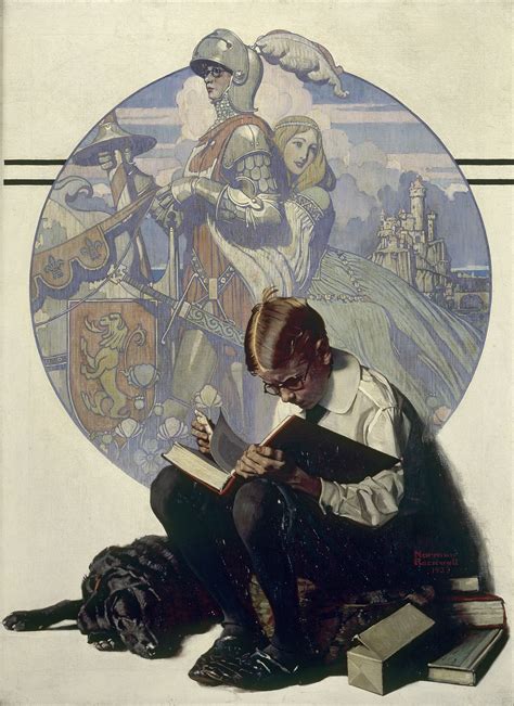 Boy Reading Adventure Story (1923) by Norman Rockwell. Collection of ...