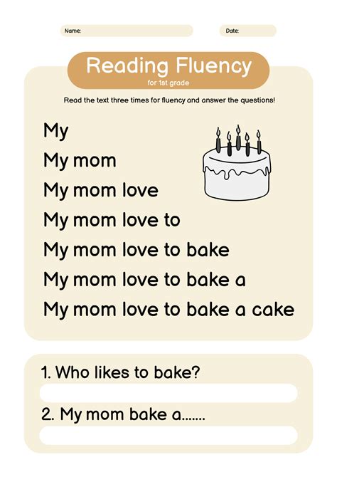 Image result for First Grade Reading Fluency Worksheets