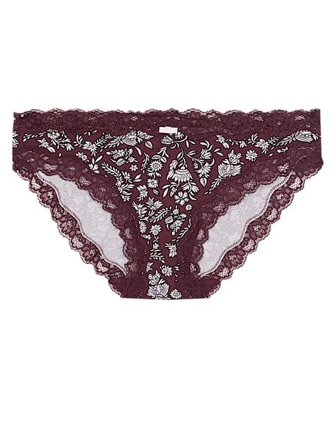 Buy Cotton & Lace Floral Bikini Knickers at Marks & Spencer