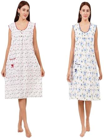 Buy Breezly Woman's Pure Cotton Comfortable Combo Nighty Nightdress ...