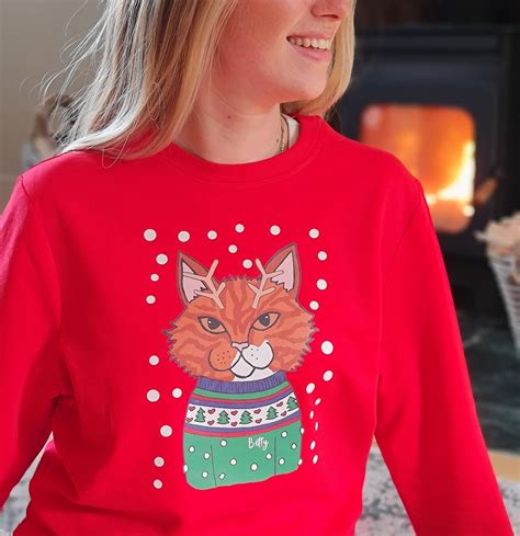 Personalised Cat Jumper, Cat Lover Christmas Jumper, Cat Jumper, Pet ...