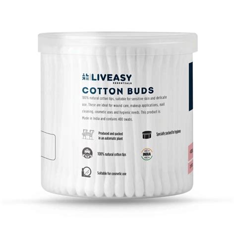 Liveasy Essentials Cotton Buds 200 Sticks Pack of 2 - Cureka
