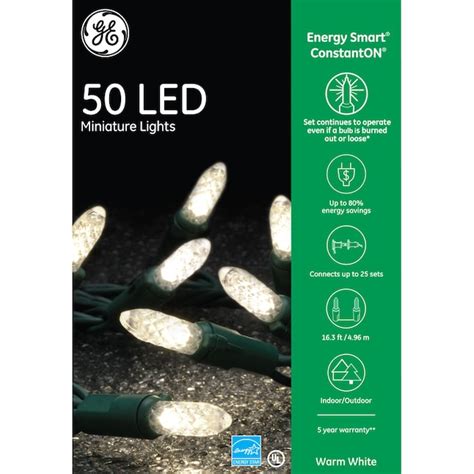 GE Energy Smart 50-Count 16.3-ft White LED Plug-In Christmas String ...