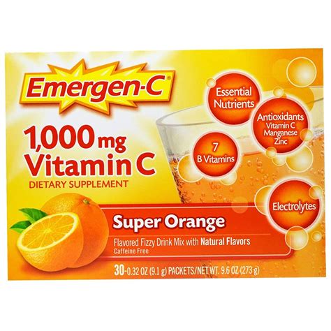 30 ct Emergen-C Vitamin C 1000mg Daily Immune Support Tangerine Orange ...