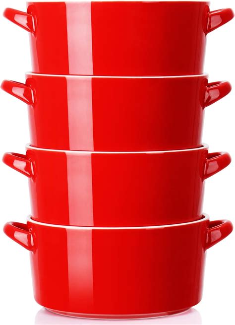 Amazon.com | Vivimee Set of 4 Ceramic Soup Bowls with Handles, 24 Ounce ...