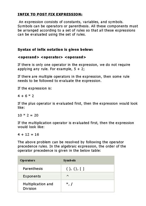 Infix TO POST FIX Expression - INFIX TO POST FIX EXPRESSION: An ...