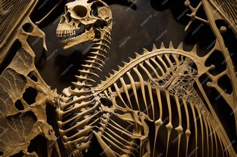 Premium AI Image | Closeup of dinosaur fossil ribcage with bones and ...