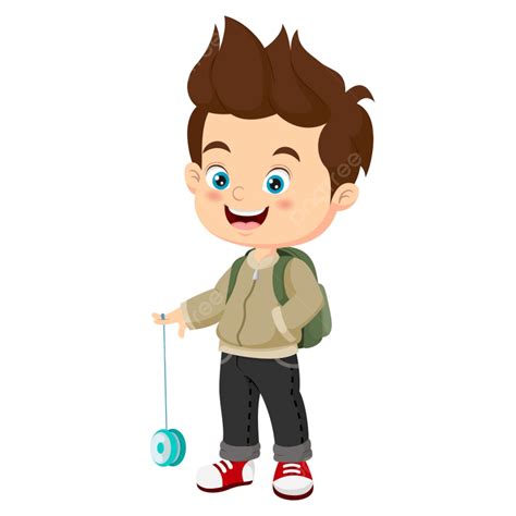 Cartoon School Boy Playing With A Yoyo, Teenager, Go, Childhood PNG and ...