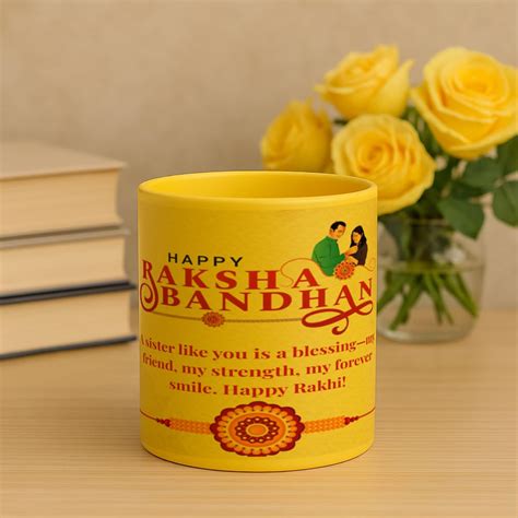 Personalized Coffee Mug Rakhi Gift Set with 2 Rakhis & Roli Chawal ...