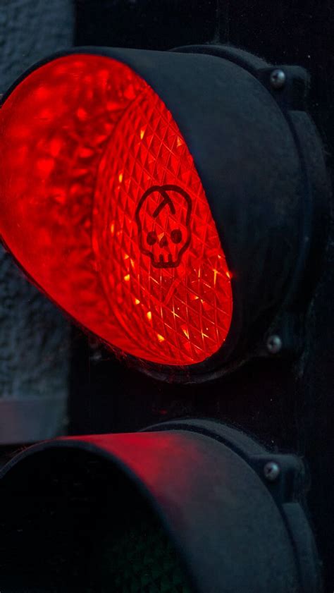 Download wallpaper 800x1420 traffic light, skull, backlight, red iphone ...