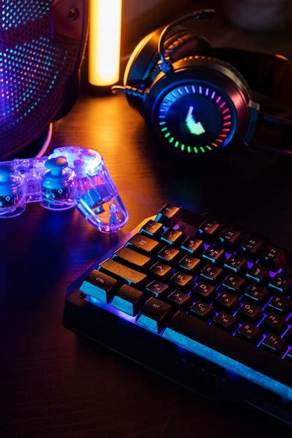 Gaming keyboard setup high angle | Free Photo
