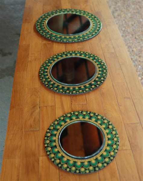 MIRAL INDIA Mayuri Dot Mandala Mirrors (Set of 3)
