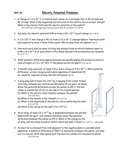Electric Potential Energy Practice Problems 的图像结果