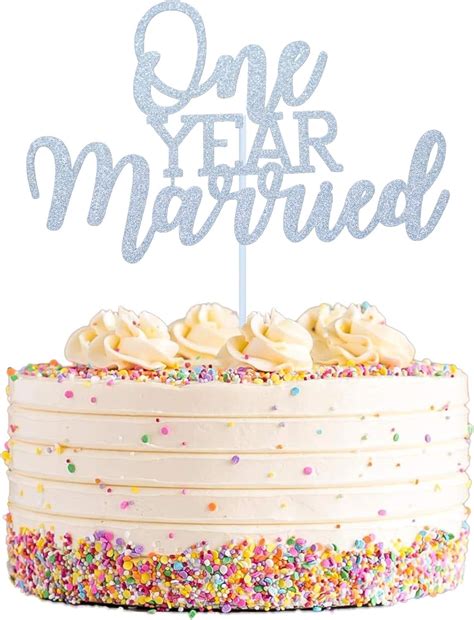 Buy One Year Married Cake Toppers, First Year Anniversary Cake Toppers ...