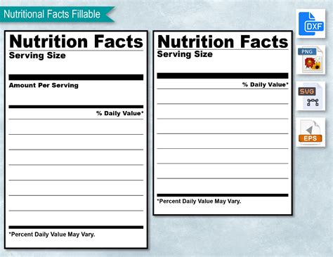 Nutritional Facts Template - Printable Calendar Template