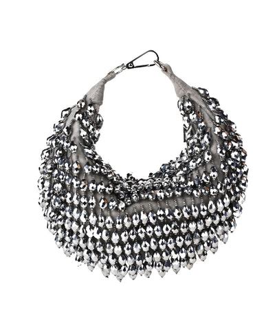 Ophelia Silver Suede Embellished Hobo Bag – House of Kosha