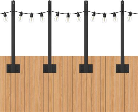 Hanging Outdoor String Lights Poles Pack of 4,1.3Ft Metal Suspension ...