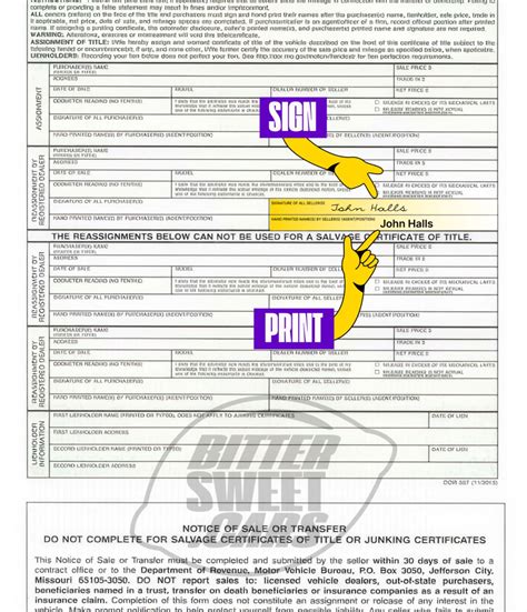 How to sign the car title in Missouri | Bittersweet.cars