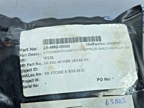 Flowguard SK-HG-40-NBR Pulsation Damper Spare Parts Kits 232Bar 23-488 ...