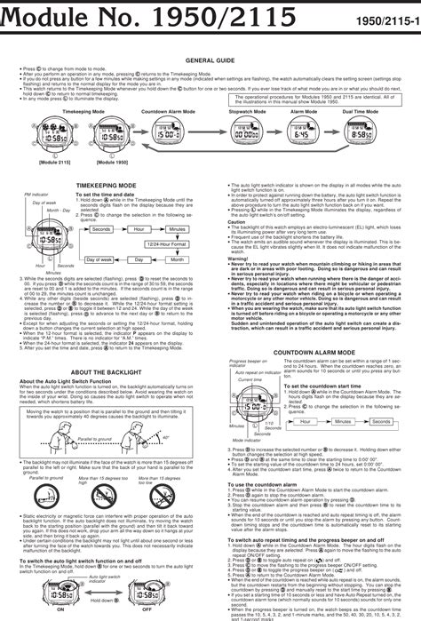 Image result for Casio Watch User Guide
